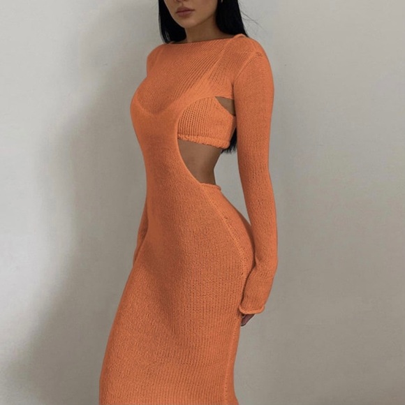 Dresses & Skirts - 2PC Backless Knit Dress